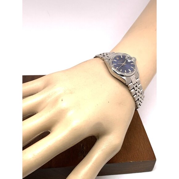 Rolex Women's Watch 6517 Oyster Perpetual Date Blue Dial Swiss Automatic 25mm - Picture 4 of 13